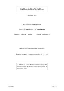 Bac 2012 S Histoire Geographie
