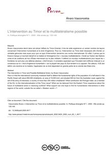 L intervention au Timor et le multilatéralisme possible - article ; n°1 ; vol.65, pg 135-149