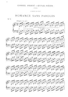 Partition complète, 15 Piano pièces, Pierné, Gabriel