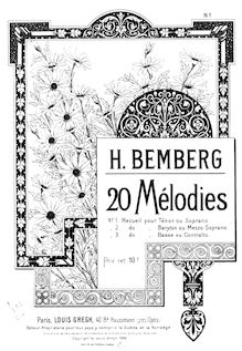 Partition complète, 20 mélodies, Bemberg, Herman