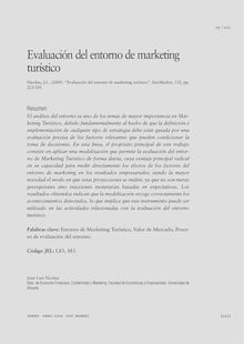 EVALUACIÓN DEL ENTORNO DE MARKETING TURÍSTICO (Scanning the tourism marketing environment)