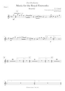 Partition flûte 1, Music pour pour Royal Fireworks, Fireworks Music par George Frideric Handel