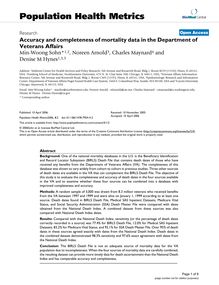 Accuracy and completeness of mortality data in the Department of Veterans Affairs