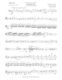 Partition de violoncelle, Christmas Trio pour flûte, violoncelle, et Piano