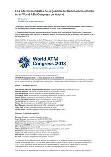 Los líderes mundiales de la gestión del tráfico aéreo estarán en el World ATM Congress de Madrid