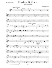 Partition cor 2 (F), Symphony No.2, E minor, Rondeau, Michel