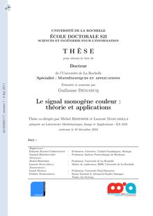 Le signal monogène couleur : théorie et applications, The Color Monogenic Signal : theory and applications