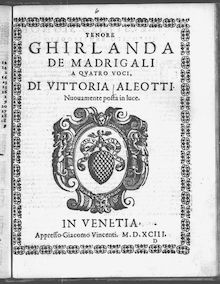 Partition ténor, Ghirlanda de Madrigali a 4 voci, Garland of Madrigals for 4 voices