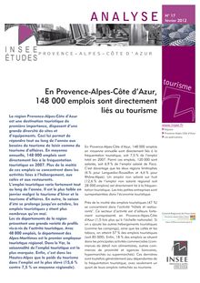   En Provence-Alpes-Côte d Azur, 148 000 emplois sont directement liés au tourisme  