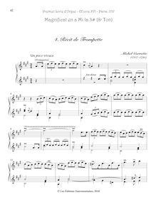 Partition , Récit de Trompette, Premier Livre d’Orgue, Op.16, Corrette, Michel