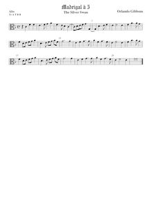 Partition ténor viole de gambe 1, alto clef, pour Silver Swan, Gibbons, Orlando