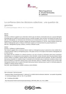 La confiance dans les décisions collectives : une question de garanties - article ; n°4 ; vol.104, pg 649-681