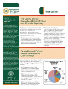 Pinal County June 30, 2007 Report Highlights - Single Audit