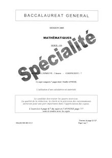 Baccalauréat Général - Série: L  (Session 2005)  Epreuve de Spécialité: Mathématiques-Informatique 5MASE-ME-RE-GI-3