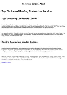  Underrated Concerns About Roofing Contractors London 