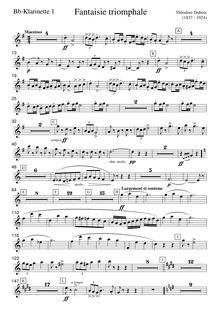 Partition clarinette 1 (B?), Fantaisie triomphale, Dubois, Théodore