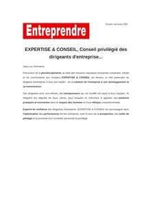 EXPERTISE & CONSEIL, Conseil privilégié des dirigeants d entreprise...