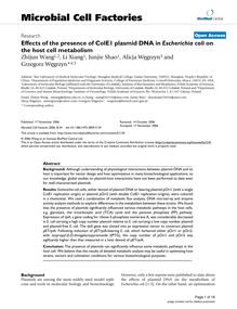 Effects of the presence of ColE1 plasmid DNA in Escherichia colion the host cell metabolism