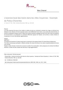 L exercice local des loisirs dans les villes moyennes : l exemple de Poitou-Charentes - article ; n°1 ; vol.156, pg 423-438