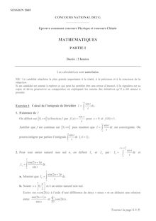 Mathématiques commune 2005 Concours National DEUG