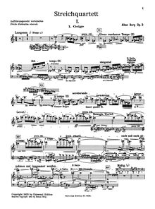 Partition violon 1, corde quatuor, Berg, Alban