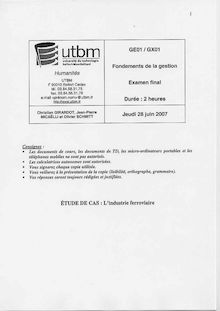 Fondements de la gestion 2007 Université de Technologie de Belfort Montbéliard