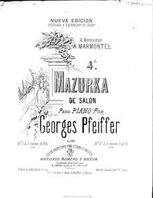 Partition complète, Mazurka de Salon No.4, E♭ major, Pfeiffer, Georges Jean