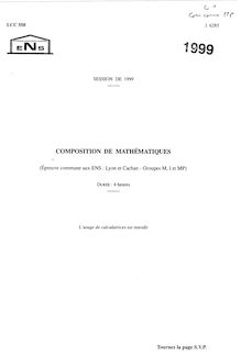 Mathématiques Lyon et Cachan 1999 Classe Prepa MP Concours Ecole Normale Supérieure