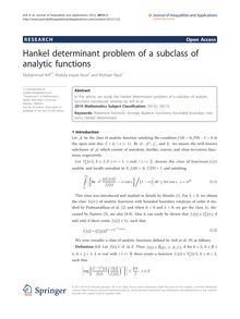 Hankel determinant problem of a subclass of analytic functions