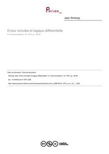 Erreur simulée et logique différentielle - article ; n°1 ; vol.16, pg 36-59