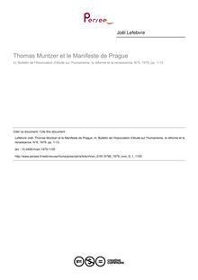 Thomas Muntzer et le Manifeste de Prague - article ; n°1 ; vol.9, pg 1-13
