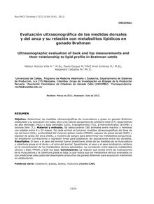 Evaluación ultrasonográfica de las medidas dorsales y del anca y su relación con metabolitos lipídicos en ganado Brahman