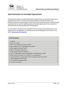 Audit Information for Charitable Organizations