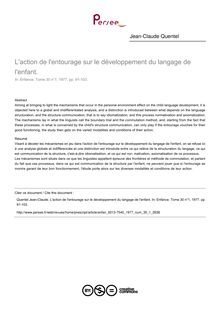 L action de l entourage sur le développement du langage de l enfant. - article ; n°1 ; vol.30, pg 91-103