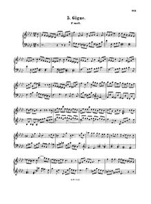 Partition complète, Gigue, F minor, Bach, Johann Sebastian