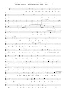 Partition chœur 1: ténor , partie [C3 clef], Cantate Domino, Franck, Melchior