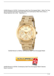 GUESS Women8217s U13578L1 Contemporary GoldTone Chronograph Watch Watch Reviews