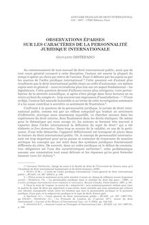 Observations éparses sur les caractères de la personnalité juridique internationale - article ; n°1 ; vol.53, pg 105-128