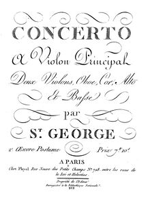 Partition violons II, violon Concerto en D major, D major, Saint-Georges, Joseph Bologne