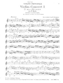 Partition de violon, violon Concerto No.1, Op.3, D minor
