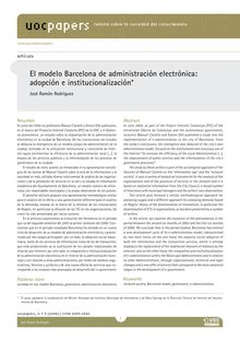 El modelo Barcelona de administración electrónica: adopción e institucionalización (The Barcelona model of e-administration: adoption and institutionalisation)