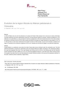 Evolution de la région littorale du Makran pakistanais à l Holocène - article ; n°1 ; vol.17, pg 3-18