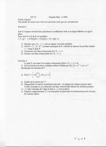 Applications de l algèbre et de l analyse à la géométrie 2004 Tronc Commun Université de Technologie de Belfort Montbéliard