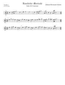 Partition viole de gambe aigue 1, Banchetto Musicale, suite 18 courente, Schein, Johann Hermann par Johann Hermann Schein