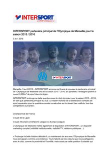 OM : Intersport partenaire officiel pour la saison 2015/2016