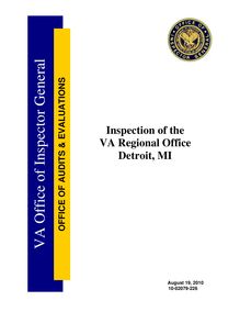 Department of Veterans Affairs Office of Inspector General Audit  Inspection of the VA Regional Office