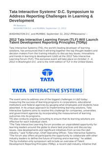 Tata Interactive Systems  D.C. Symposium to Address Reporting Challenges in Learning & Development