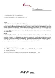 Le tournant de Maastricht - article ; n°1 ; vol.58, pg 21-33