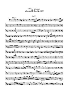 Partition violoncelles / Basses, Ein musikalischer Spaß, Ein musikalischer Spass ; A Musical Joke ; Divertimento