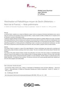 Weichselien et Paléolithique moyen de Seclin (Melantois — Nord de la France) — Note préliminaire - article ; n°1 ; vol.15, pg 69-80